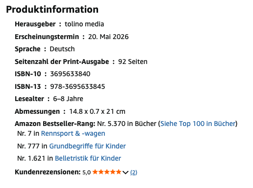 Details zum ersten Etappenziel auf Amazon