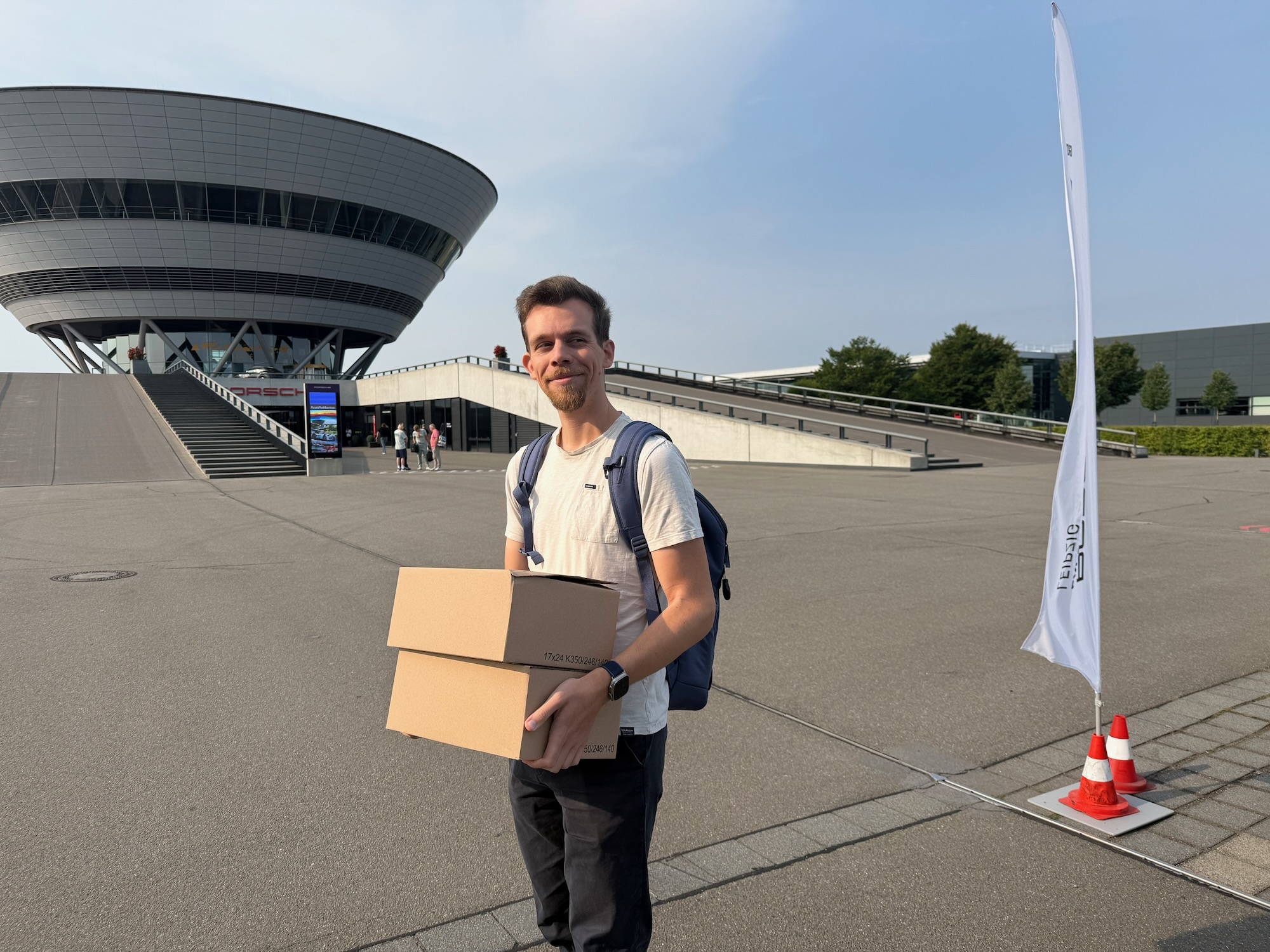 Tobias Krause auf dem Weg zur Lesung bei Porsche.